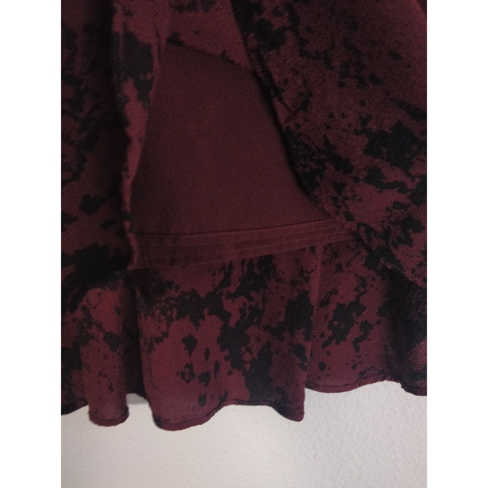 3/$20 Banana Republic Maroon Burgundy Black Ruffle Flare Mini Skirt Size 2 - Picture 7 of 9
